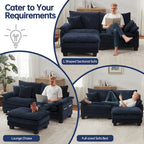 Divano Sezionale Modulare, Comodo Divano Sezionale Cloud con Pouf, Divano Letto a Seduta Profonda per Soggiorno