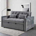 Causeuse moderne en velours avec dossier inclinable et poches, 2 places – Gris foncé / Gris clair / Bleu / Noir