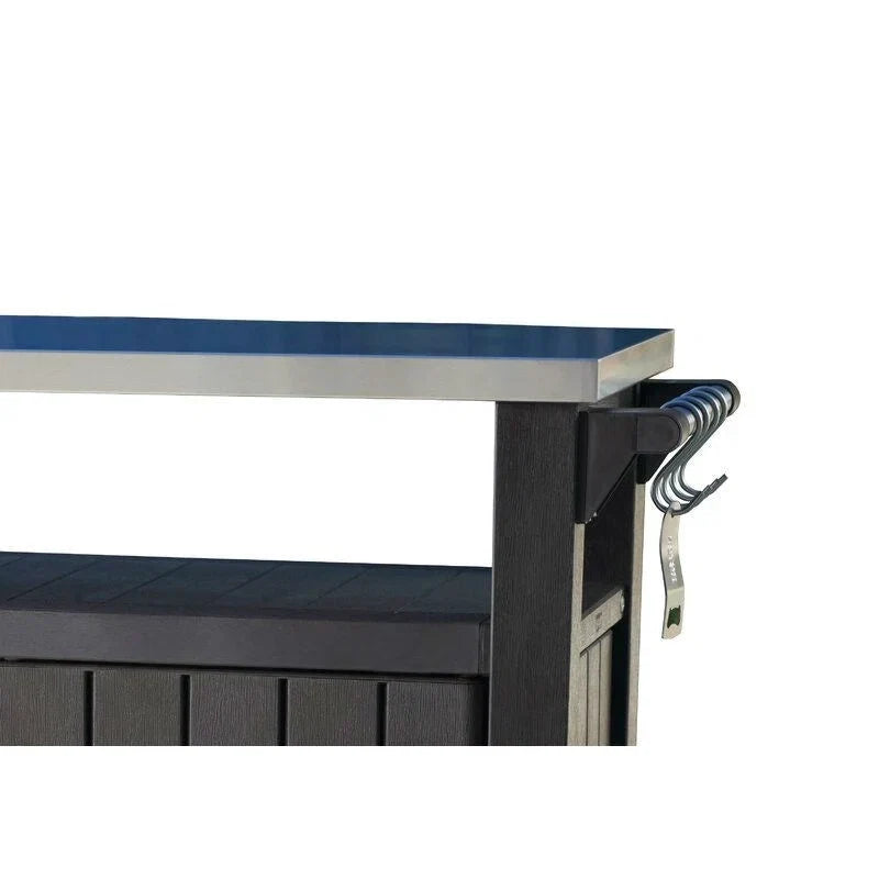 Outdoor Grill Party Caster Bar Serving Cart with Storage Dark Brown - 35.4 H x 48.7 W x 20.4 D