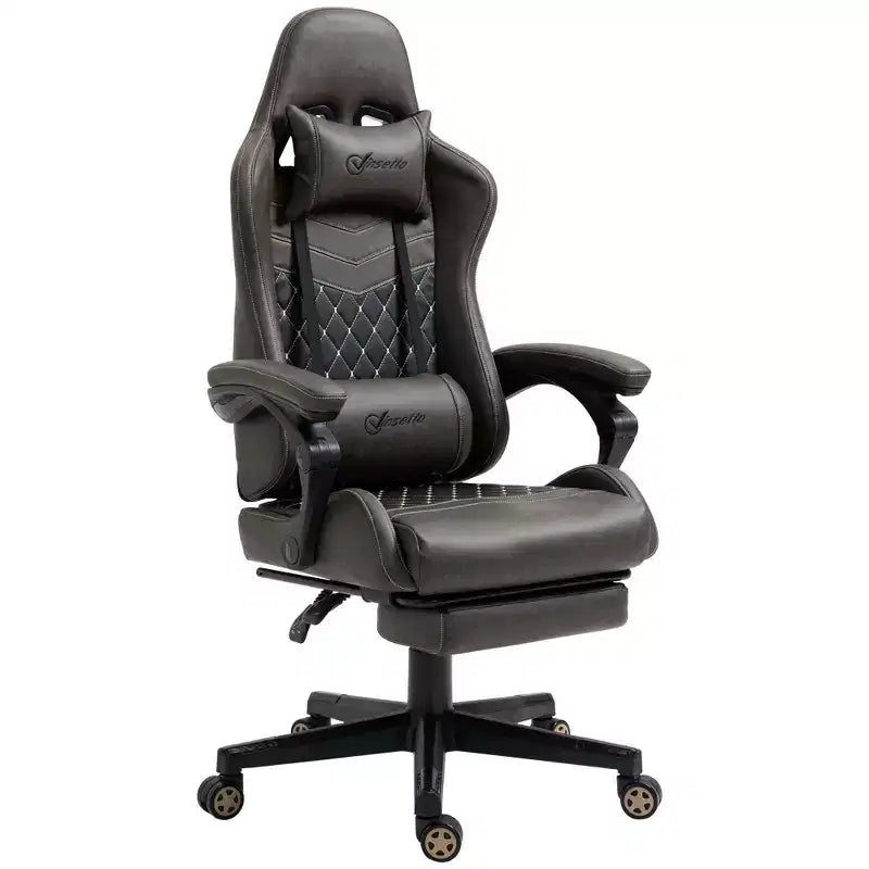 Sedia Gaming Vinsetto Racing Sedia da Ufficio Gamer in Pelle PU a Diamante Schienale Alto Girevole Reclinabile con Poggiapiedi, Supporto Lombare, Altezza Regolabile