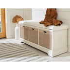 Banc de rangement SAFAVIEH Fiorello 3 tiroirs avec coussin - 47,3 L x 15 P x 19 H - 47Lx15Px19H