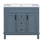 36'' Modern Bathroom Vanity with Top Sink and Mirror Cabinet,2 Doors and 2 Drawers