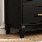 Commode double Timechee 6 tiroirs 47,2 po de largeur, pieds en bois massif, fini laqué