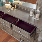 Commode traditionnelle à 9 tiroirs et miroir, 2 pièces