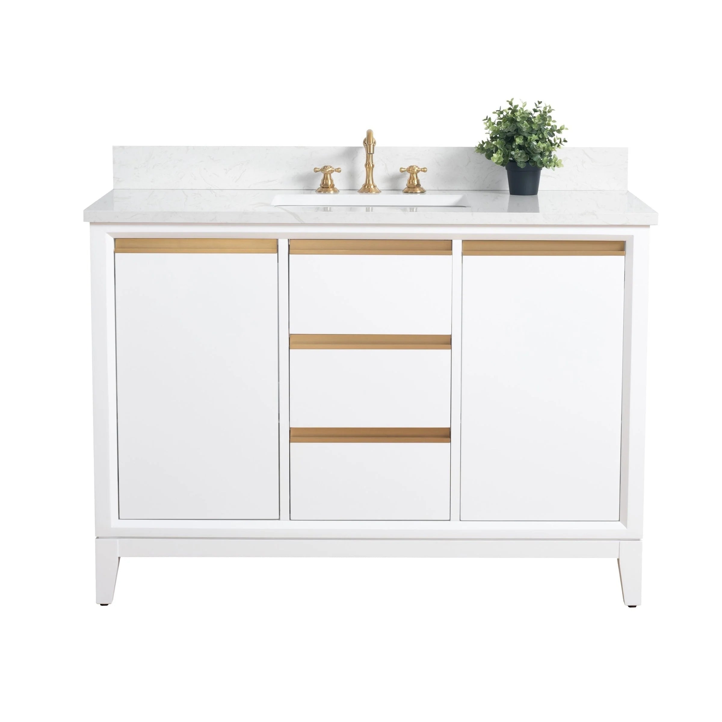 Vanity Art Bathroom Vanity with Ceramic Sink and Engineered Marble Top