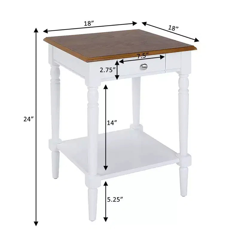 French Country 1 Drawer End Table with Shelf - Breighton Home