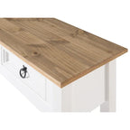 Rustic Solid Pine Console Hall Table, White Wash / Antique Brown / Gray Wash / Unpainted, 3 Drawers