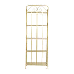 Metal Scroll Indoor Outdoor Tall Folding 5 Shelves Bakers Rack - Gold or White - Roche River Decor