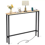 Rust Brown 1pcs Triamine Iron 100*15*79cm Entryway Table with Plugs