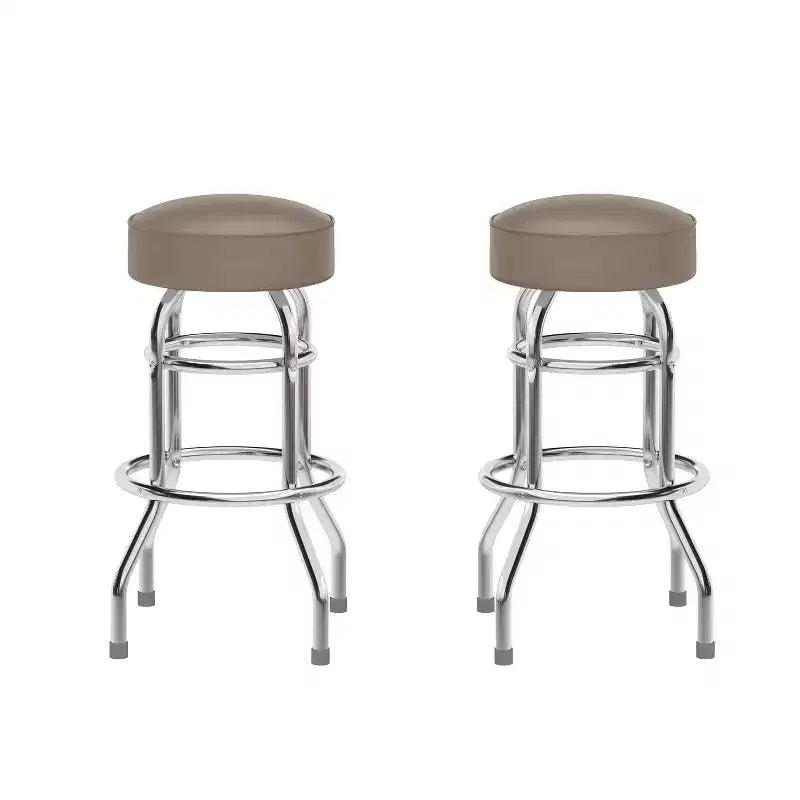 Emma and Oliver 2 Pack Double Ring Chrome Barstool