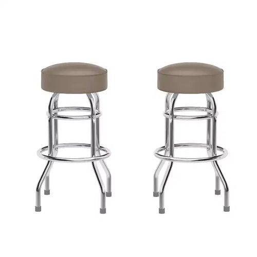 Emma and Oliver 2 Pack Double Ring Chrome Barstool