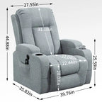 Power Lift Recliner Chair, Modern Single Motor Massage Sofa Chair with Lumbar Heating, USB Charging Port, Cup Holders
