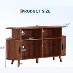 COZONY 6-Bottle Storage Cabinet w/ Glass Holder & Open Shelves for Kitchen, Dining Room & Living Area