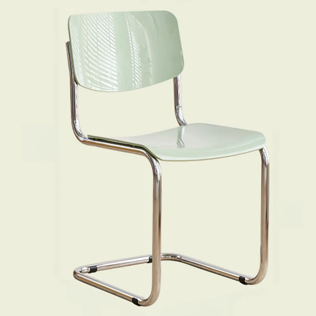 Simple Metal Armless Dining Chair in Yellow Solid Back