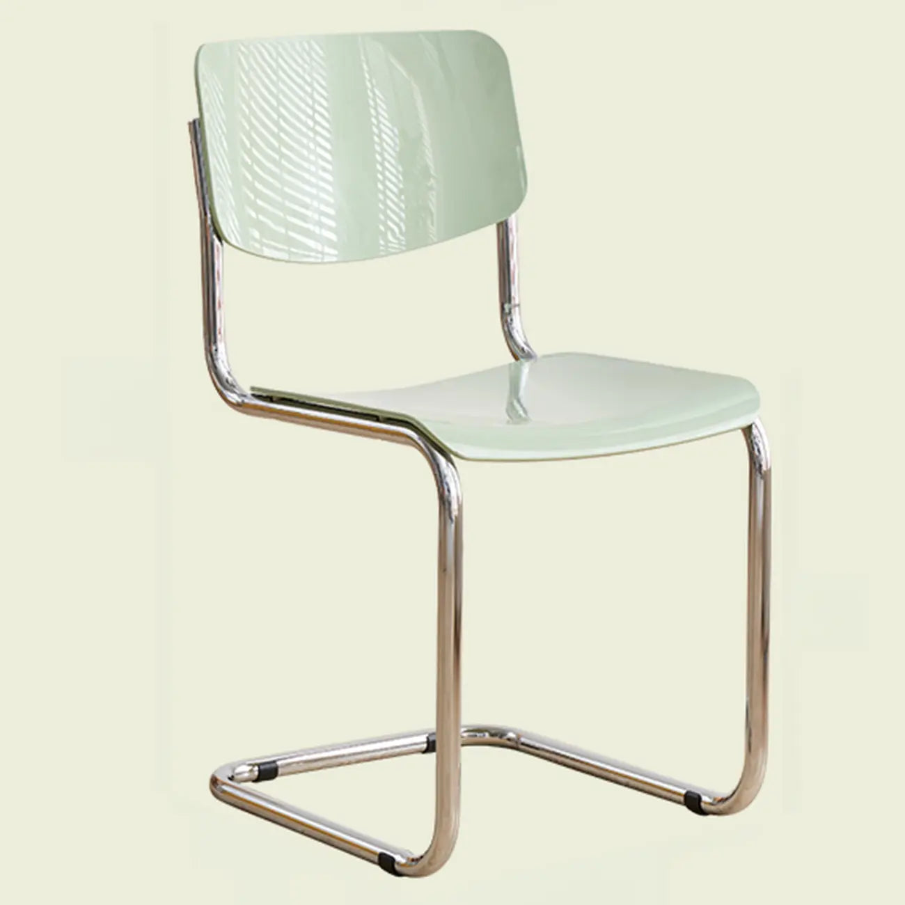 Simple Metal Armless Dining Chair in Yellow Solid Back