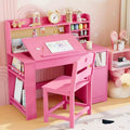 Set scrivania e sedia per bambini con contenitore, scrivania per bambini con libreria e inclinabile, per 3-8 anni, tavolo da scrittura per studenti per la cameretta