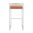 Sgabelli impilabili Fuji pelle/acciaio