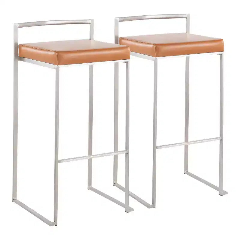 Sgabelli impilabili Fuji pelle/acciaio