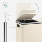 SONGMICS Poubelle double, 60L, en acier inoxydable, amande