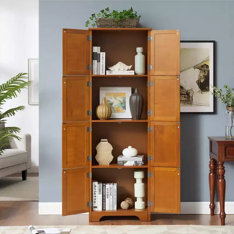72-Inch Tall Storage Cabinet with 8 Doors and 4 Shelves for Living Room, Kitchen, or Office