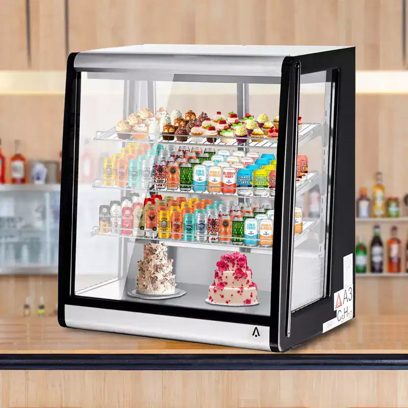 Commercial Display Refrigerator 6.9 Cu Ft, Countertop Refrigerated Display Case with LED Lighting for Bakery, Cafe, 110V/190W