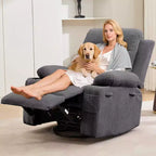 Poltrona reclinabile girevole a 360° con massaggio e riscaldamento, extra large - Sedia da salotto ergonomica con portabicchieri, tasche laterali per soggiorno, cameretta