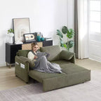 64.5 3-in-1 Convertible Corduroy Sleeper Sofa Bed with Pullout Bed
