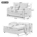 61.6 Modern Chenille Convertible Sofa Bed with USB Ports, Cup Holders & Adjustable Backrest for Living Room, Apartment