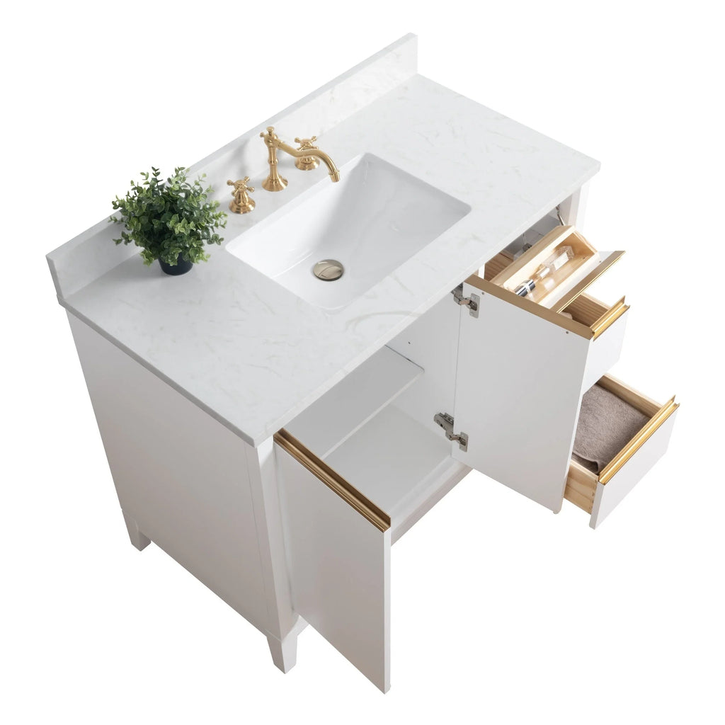 Vanity Art Bathroom Vanity with Ceramic Sink and Engineered Marble Top