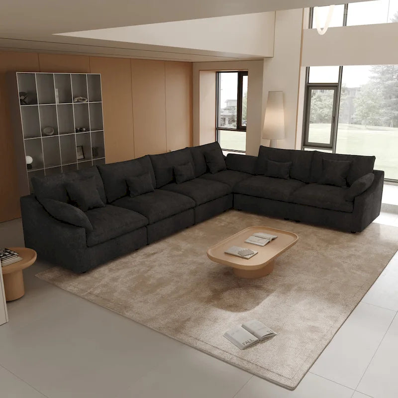 Large Linen Corner Sectional Sofa Couch for Living Room Set