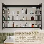Bathroom Medicine Cabinet with LED Mirror, Surface or Recessed Mount, Dimmable Light, Anti-Fog, Adjustable Shelving