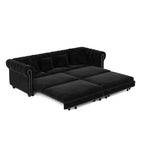 Whisen Velvet 3-in-1 King Size Pull-Out Sofa Bed & Convertible Sleeper Sofa with Movable Ottoman, Tufted Design