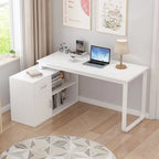 Bureau d'angle réversible blanc pivotant Bureau d'ordinateur