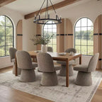 Set of 6 Modern 360 Swivel Armless Dining Chairs with Pedestal-style Base, Elegant Accent Chairs for Kitchen, Dining Room, or Office-Panipeachy