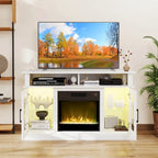 TV Stand with Electric Fireplace LED Lights Remote Controls
