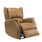 Genuine Leather Power Recliner with USB Port – Wingback Nailhead Set of 2