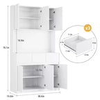 71 inch Kitchen Pantry Cabinet, Hutch Storage with Led Lights and Power Outlets, Buffet Cabinet with Microwave Stand, Adjustable Shelves