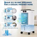 Raffrescatore Evaporativo Portatile da 7 litri con Telecomando, 3 Velocità, Timer e Ventilatore Oscillante per Casa e Ufficio