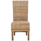 Set of 2 Natural Wicker Dining Chairs 19W x 22D x 41H, Boho Coastal Style