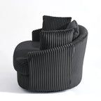 Fauteuil pivotant rond surdimensionné en velours côtelé avec accoudoirs encastrés 43 W
