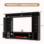 EROMMY 112Large Wall Unit Entertainment Center With Fireplace And LED Lights