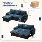 80 L-Shaped Sofa Couch Bed, Sofa Sleeper with Pull Out Bed, Reversible Sleeper Sofa Bed