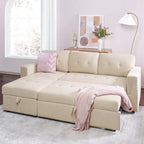 Reversible Sectional Sofa with Pull-Out Sleeper Bed, Hidden Storage Chaise, Durable Legs,