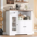 Kitchen Microwave Cabinets with Storage,with 3 Doors,1 Drawer and Adjustable Shelves, Pantry Storage Cabinet