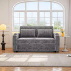 61.6 Modern Chenille Convertible Sofa Bed with USB Ports, Cup Holders & Adjustable Backrest for Living Room, Apartment