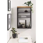 Carrello contenitore in metallo rettangolare Piazza, 18x7x30, naturale e nero