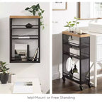 Carrello contenitore in metallo rettangolare Piazza, 18x7x30, naturale e nero