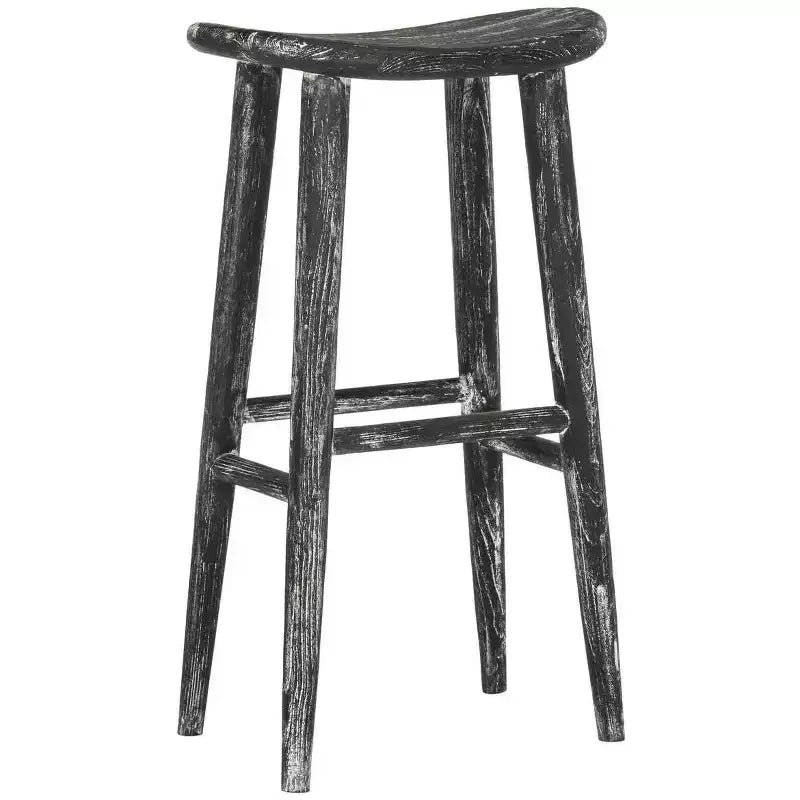 Sgabello da bar Colton Wood - Nero/Bianco lavato/Legno Sungkai