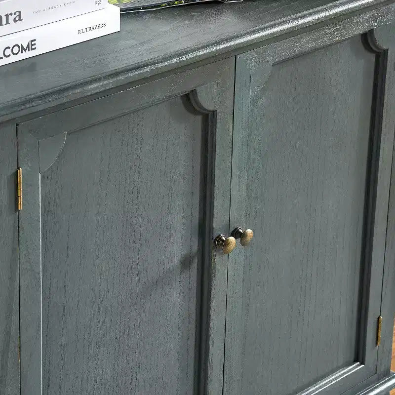 Mobiletto d'Appoggio in Stile Rustico con 2 Ante e Gambe Regolabili, 86 cm di Altezza