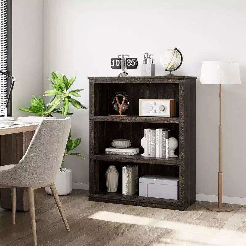 Libreria a 3 ripiani, Scaffali autoportanti 100 cm, Libreria alta per casa, ufficio, soggiorno, Arredo Decorativo